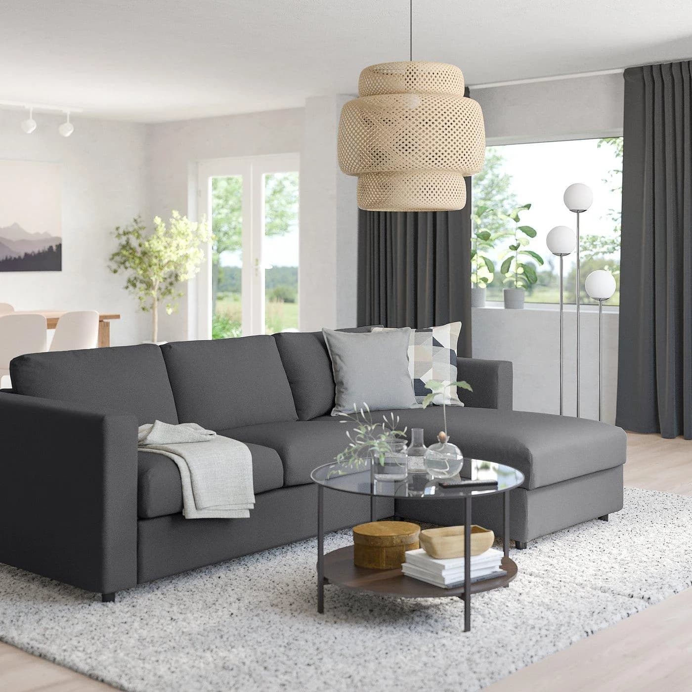IKEA VIMLE 3er-Sofa mit Récamiere Grau