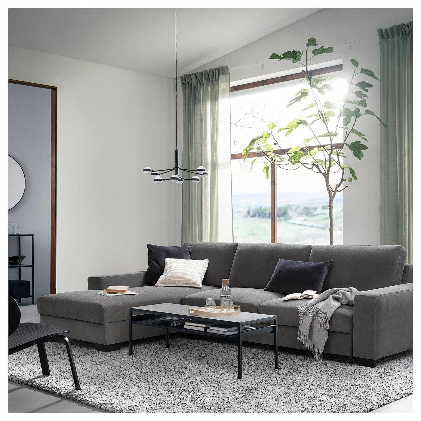 IKEA SÖRVALLEN 4er-Sofa Grau mit Récamiere