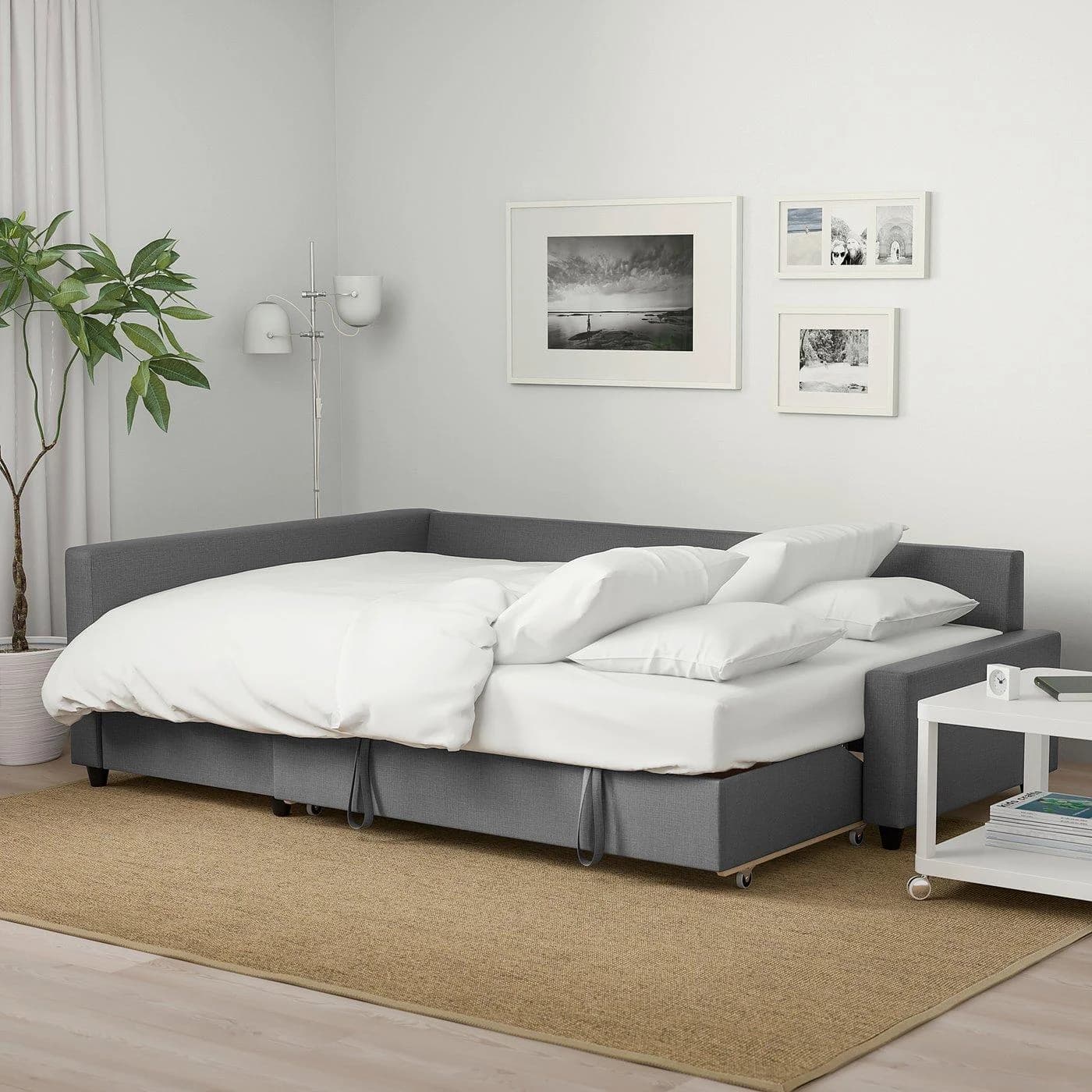 IKEA FRIHETEN Eckbettsofa mit Bettkasten Dunkelgrau