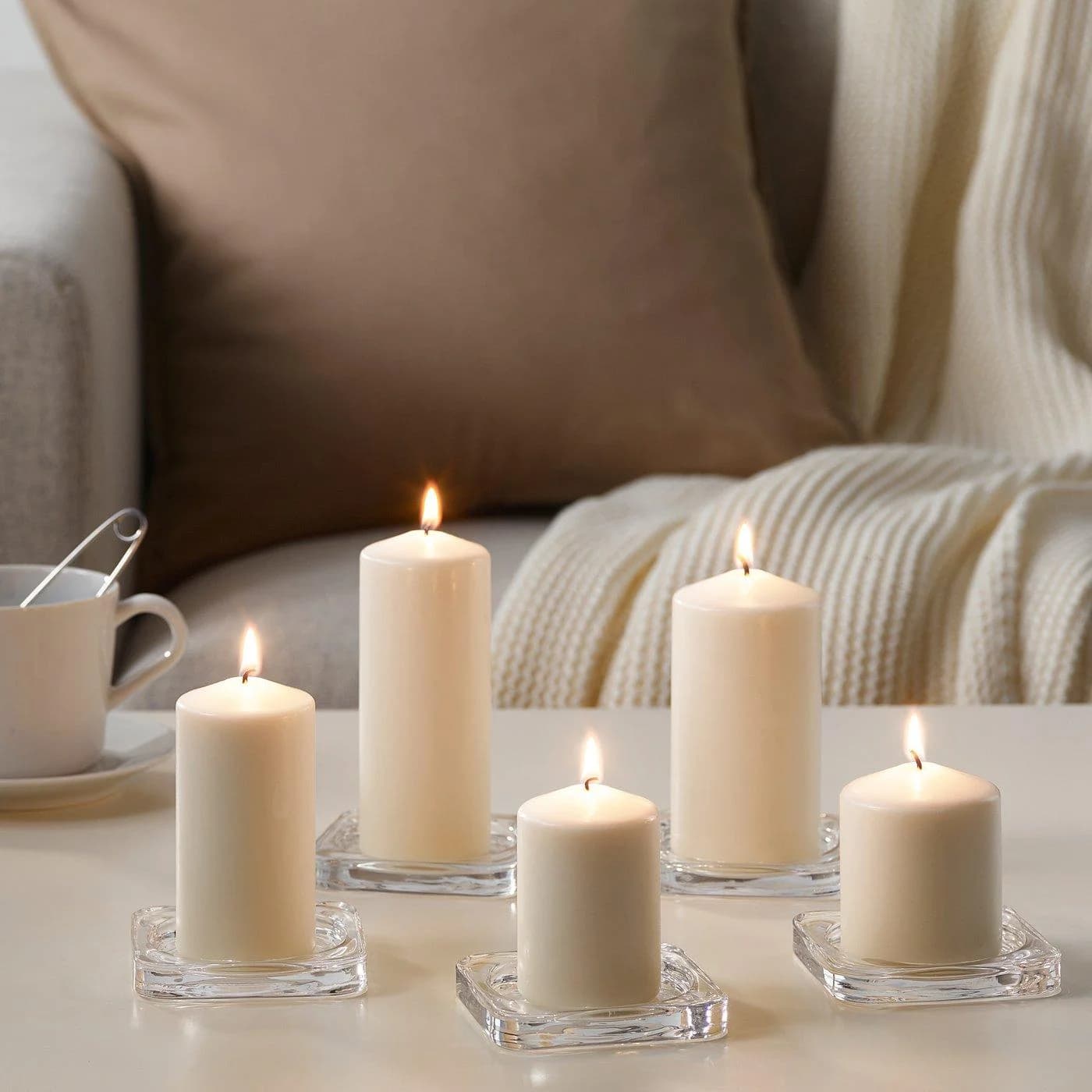 IKEA FENOMEN Blockkerze duftneutral 5er-Set Naturfarben