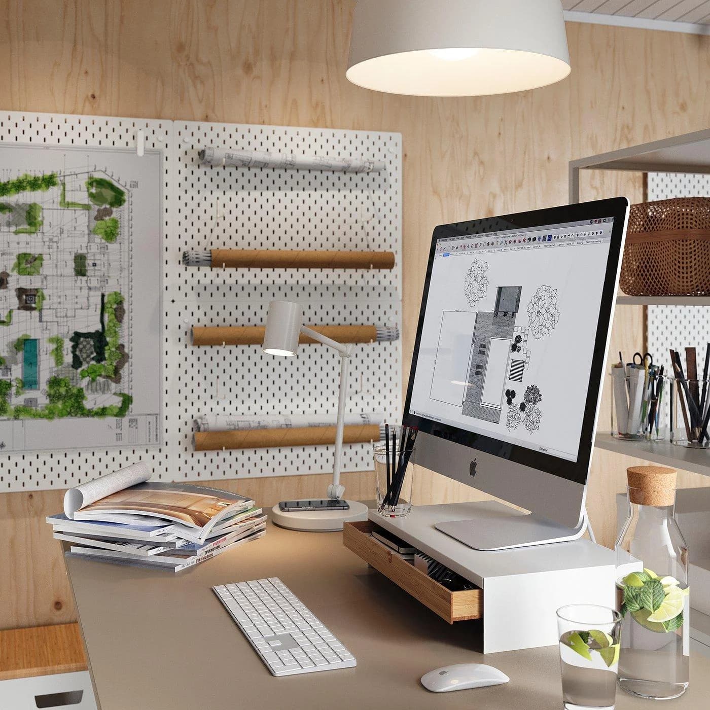 IKEA ELLOVEN Monitorerhöhung mit Schublade Weiß