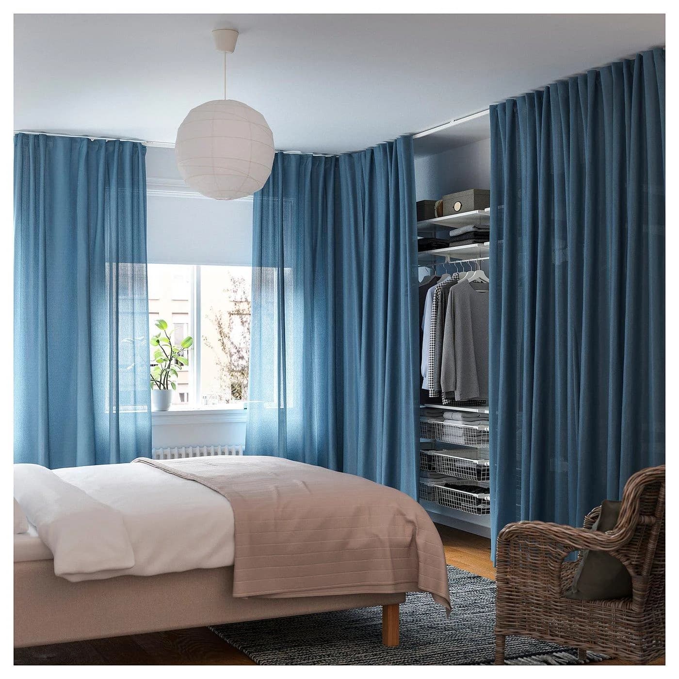 IKEA VIDGA Raumteiler/Ecke Weiß Gardinenschienen Set