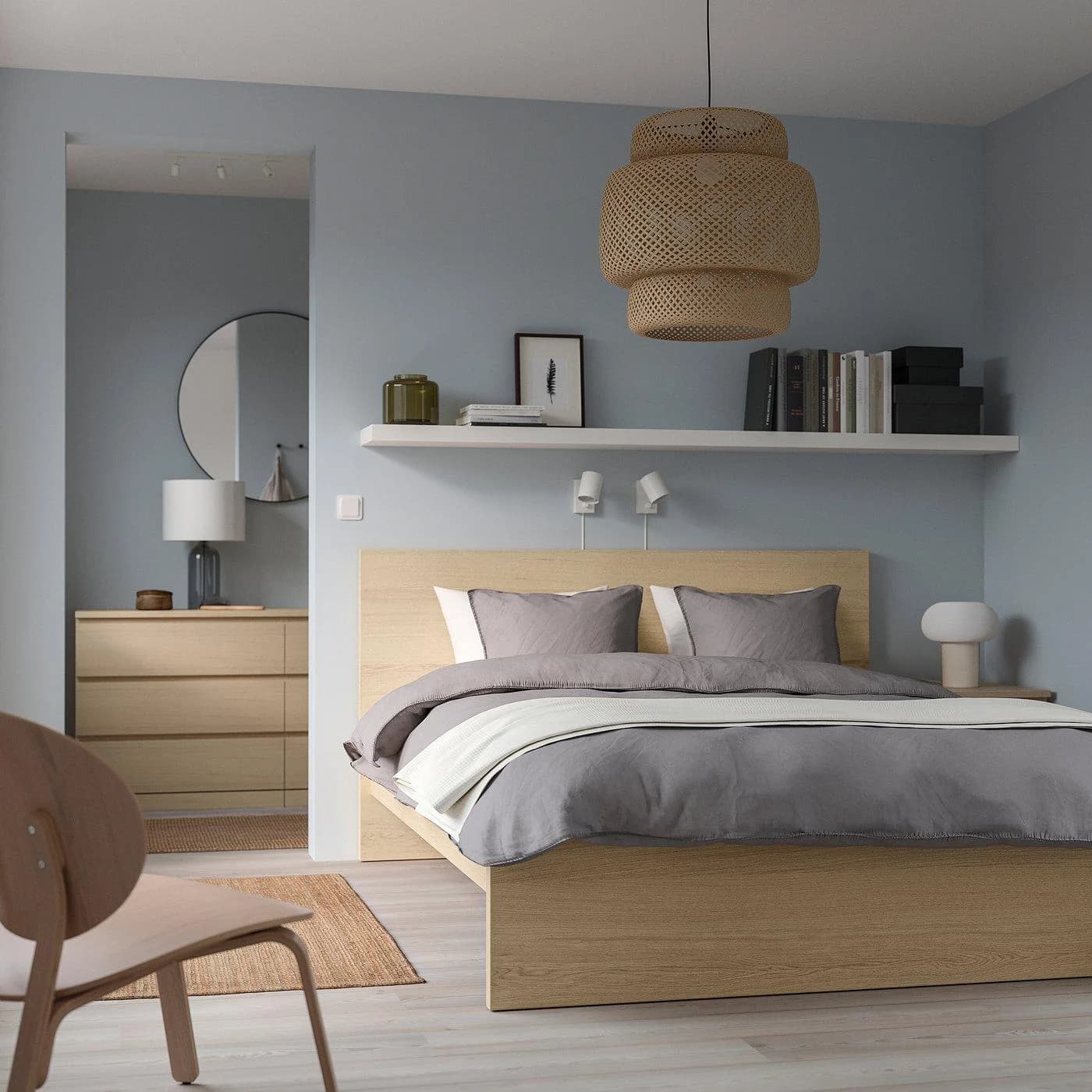 IKEA MALM Bettgestell hoch Weiß Furnier