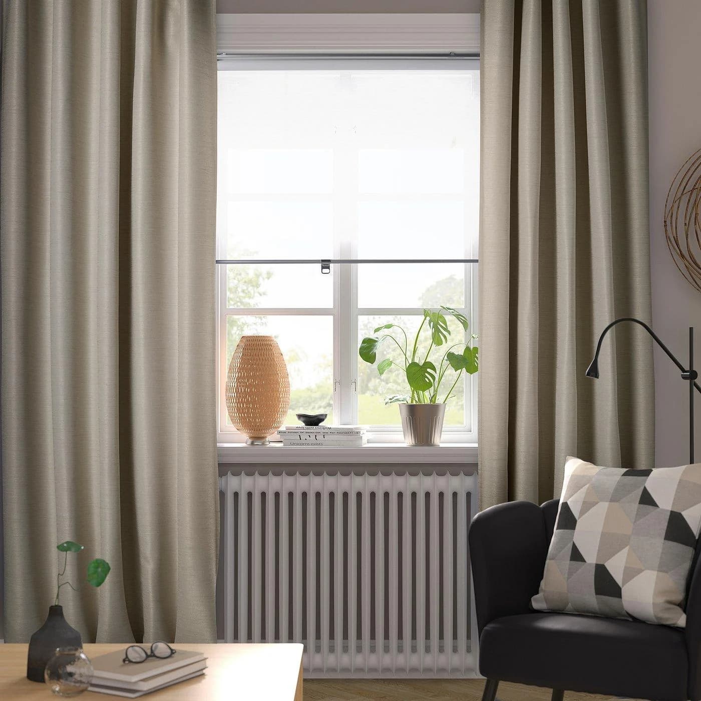 IKEA VILBORG 2 Gardinenschals Beige Abdunkelnd mit Gardinenband
