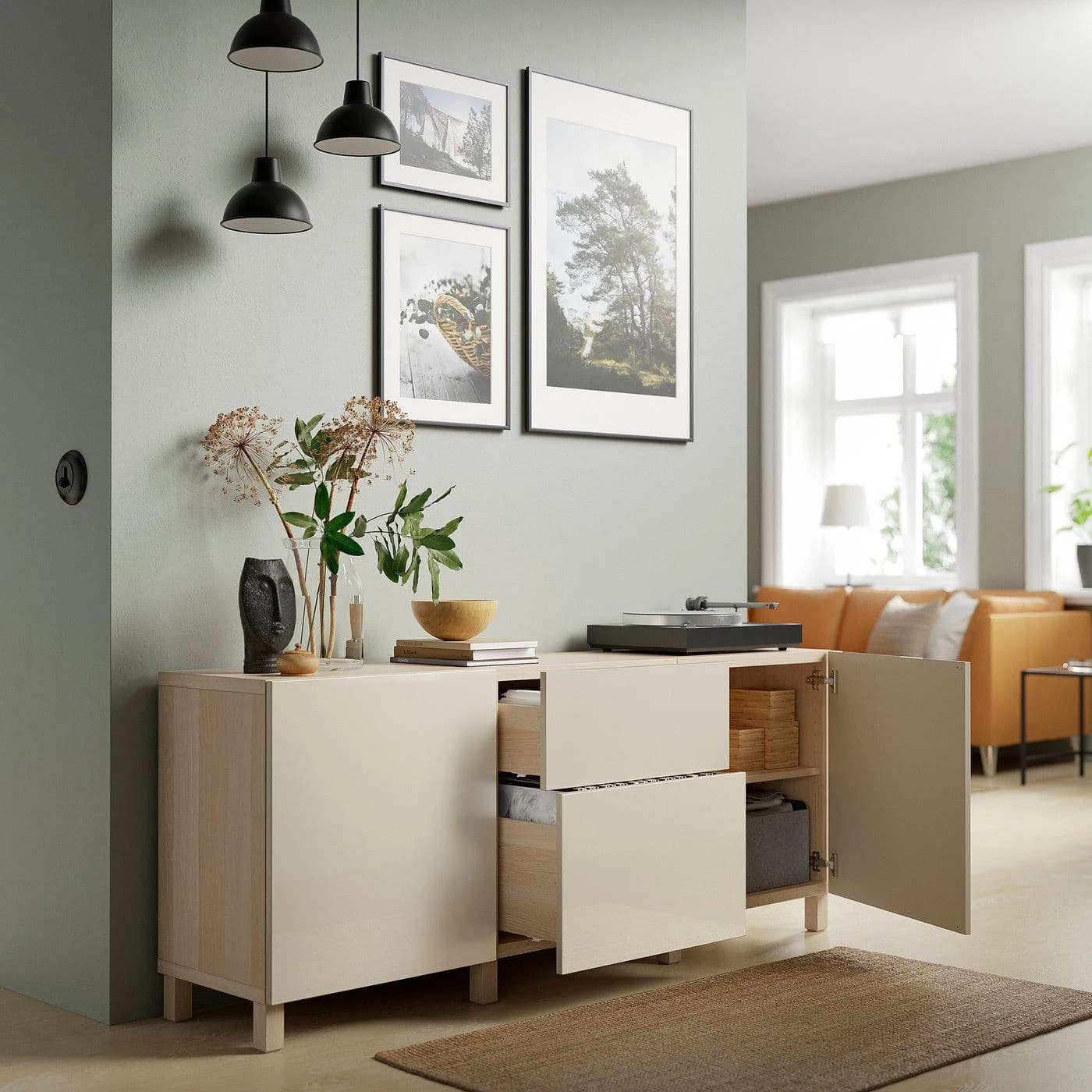 IKEA BESTÅ Aufbewahrung mit Schubladen Sideboard Beige Eicheffekt