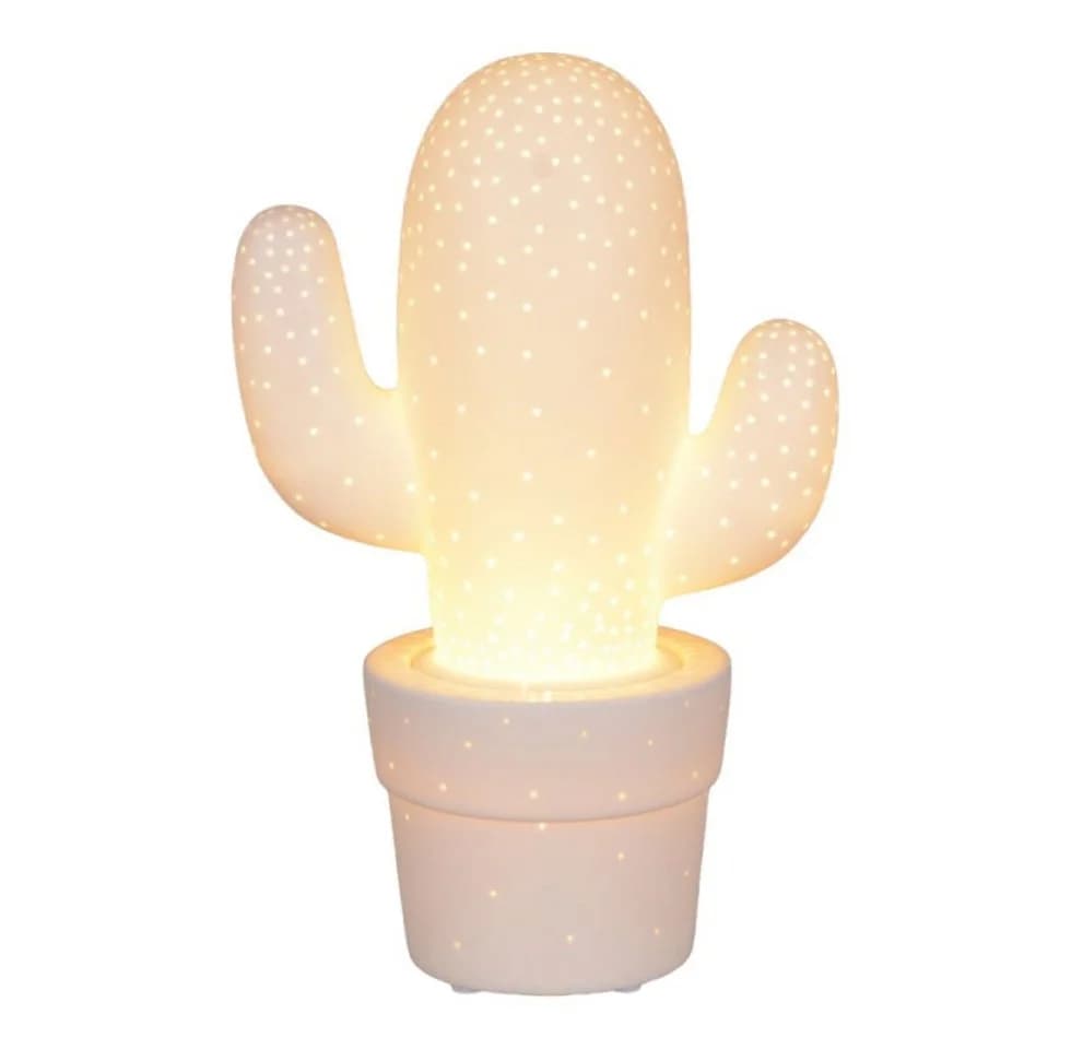 TrendLine Keramikleuchte Kaktus 6 LED warmweiß mit Timer