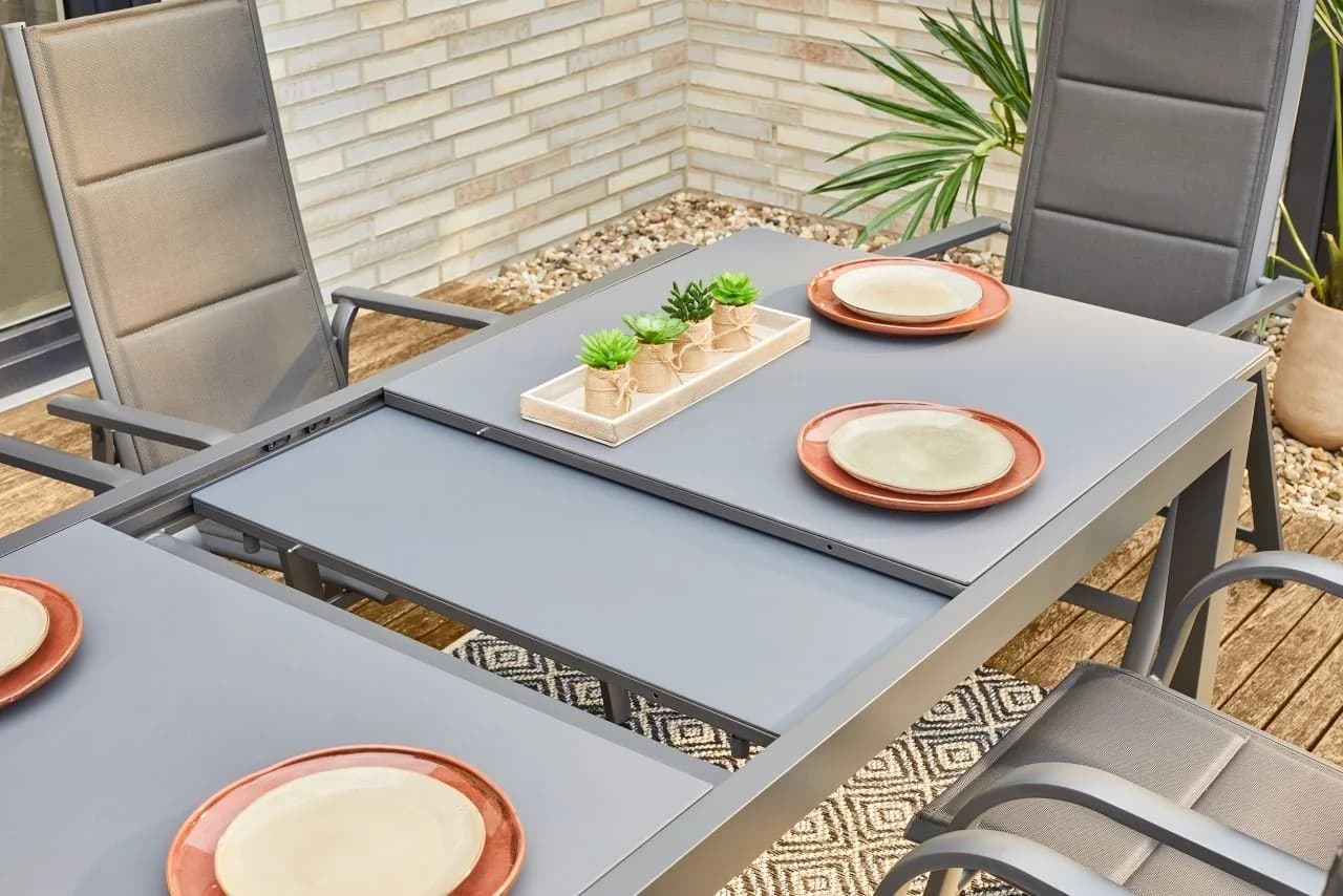 Primaster Gartentisch Fano Anthrazit Ausziehbar Aluminium Glas