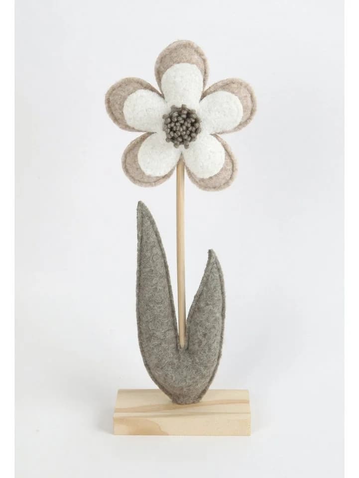 Trend Line Dekoobjekt Aufsteller Holz Blume Grau-Weiß