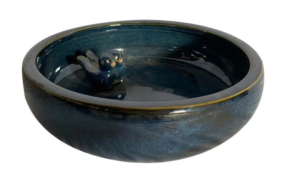 Trend Line Vogeltränke Blau Glasiert 24 cm