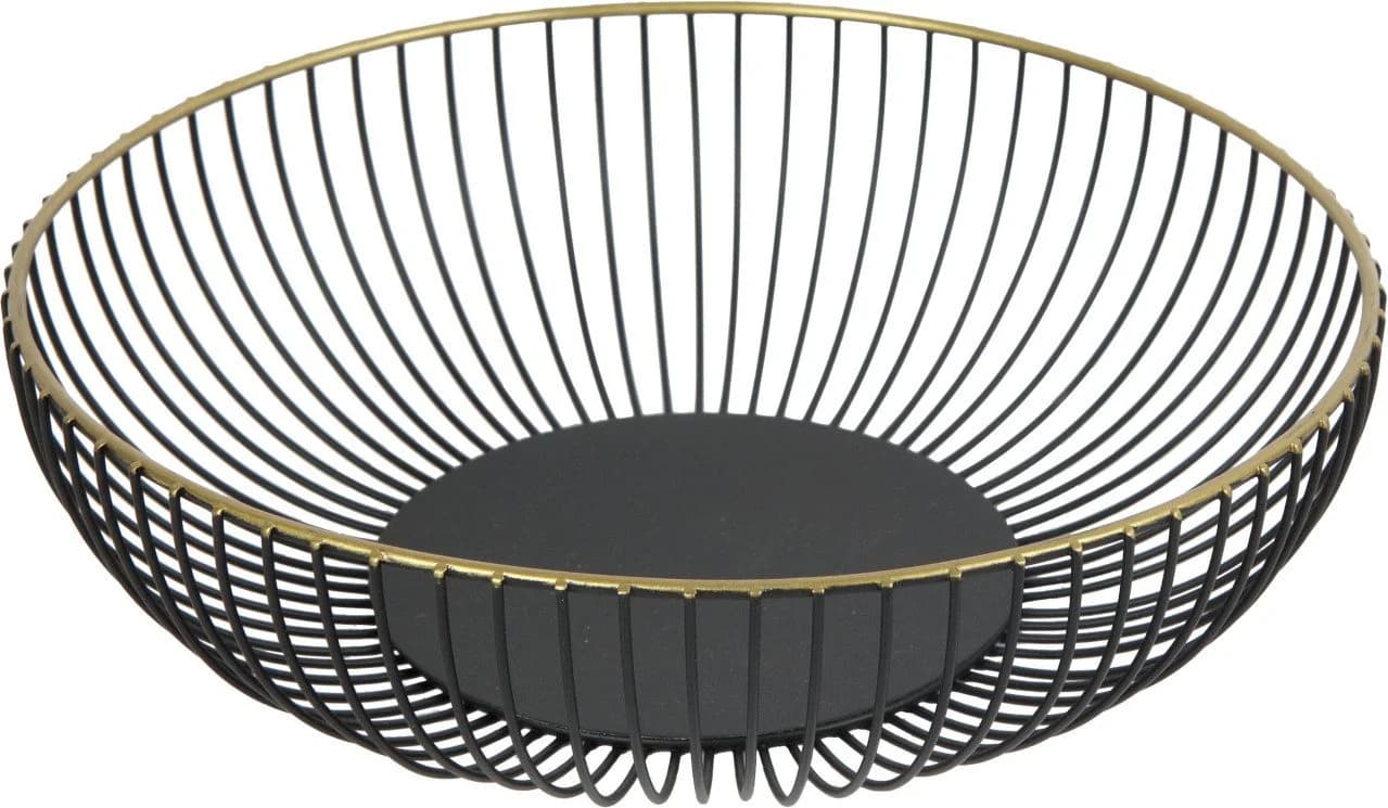 Trend Line Dekoschale Metall Korb Rund Schwarz-Gold