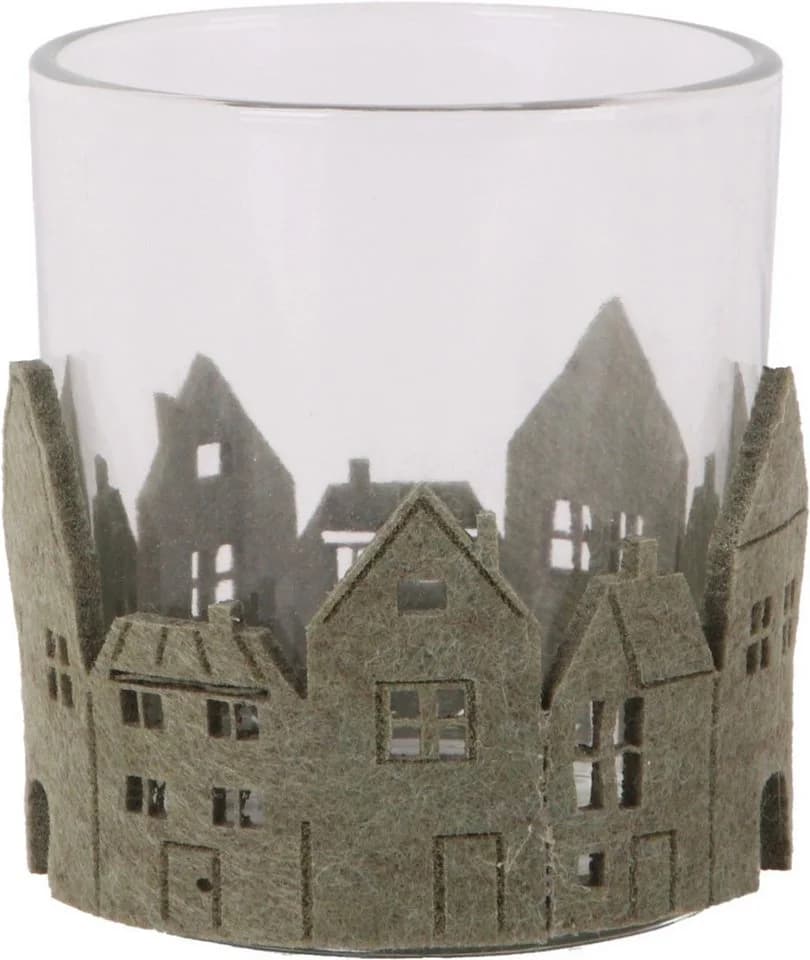 Trend Line Windlicht Weihnachten Glas Grün Ø 7 x 8 cm
