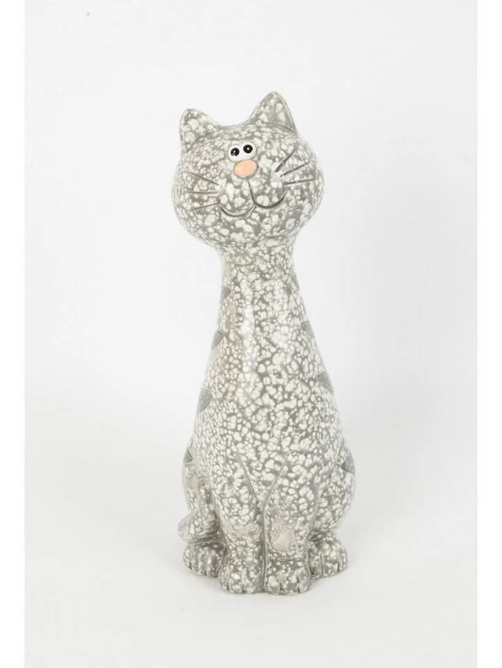 Trend Line Dekofigur Katze Terrakotta Grau