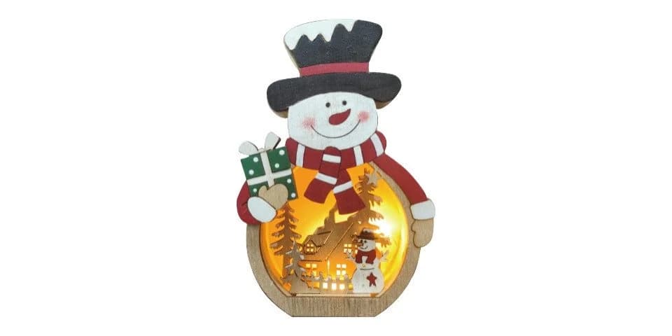 Trend Line Schneemann Holz Dekofigur 10,3 x 3 x 15 cm