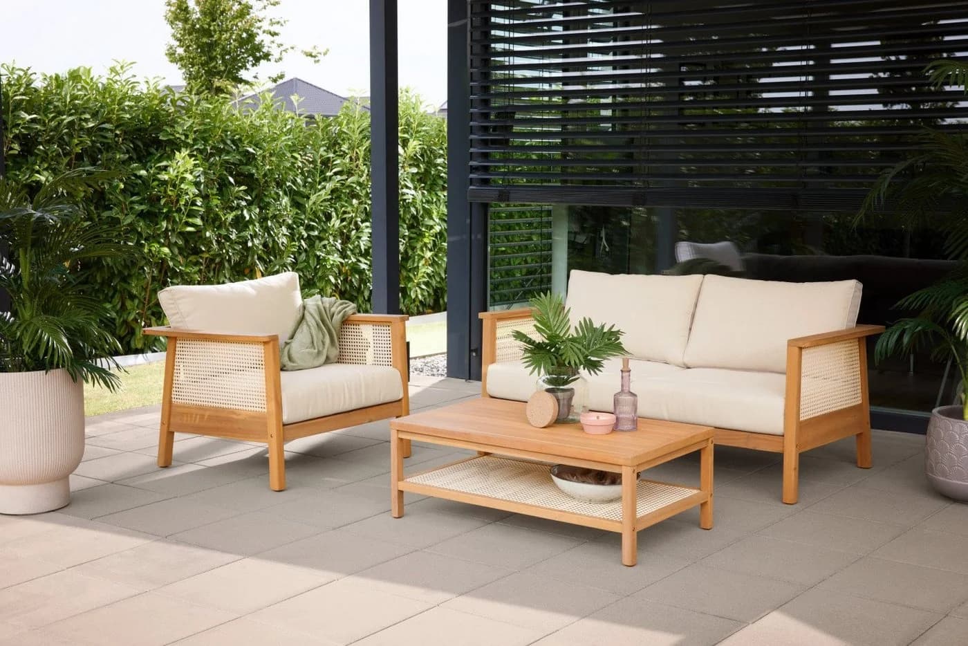Primaster Gartenlounge-Set Aruba 4-tlg. Akazie/Wiener Geflecht Beige - Bild 3