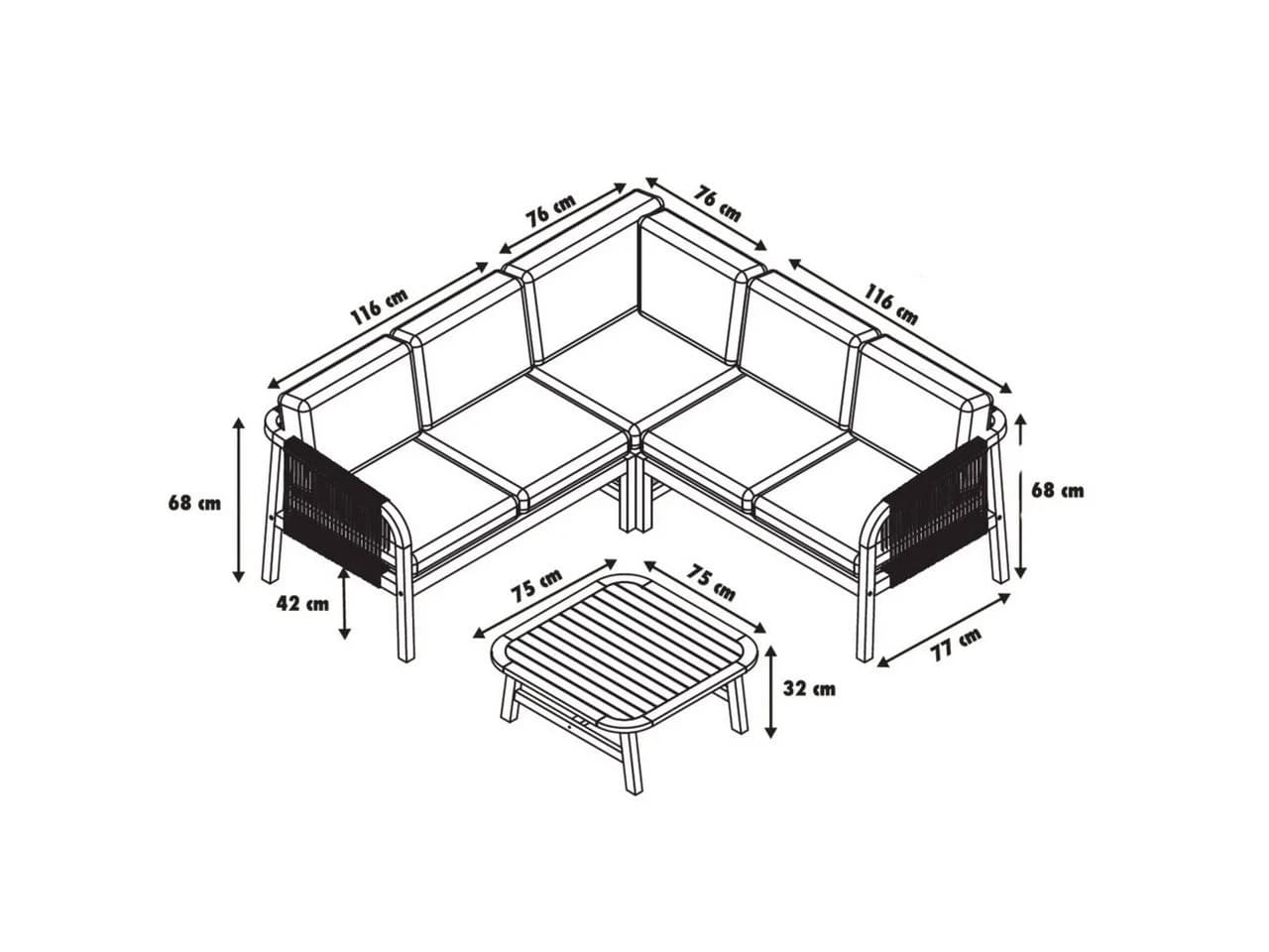 Primaster Gartenlounge-Set Leros 3-tlg. Akazienholz Beige