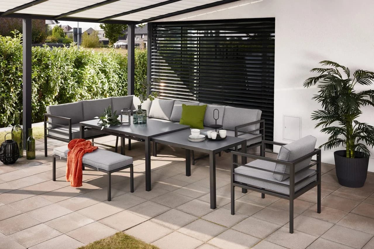 Primaster Gartenlounge-Set Levanto 10 Personen Grau Aluminium Ausziehbar - Bild 2