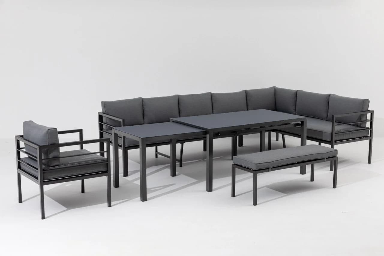 Primaster Gartenlounge-Set Levanto 10 Personen Grau Aluminium Ausziehbar - Bild 3