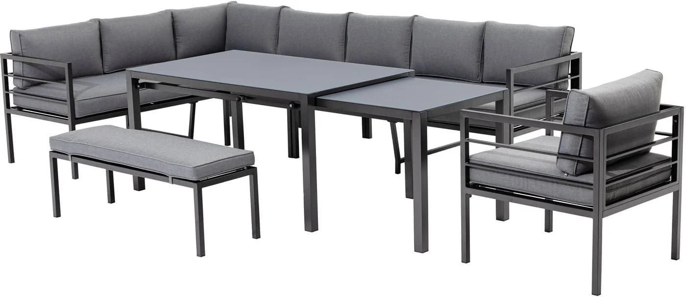 Primaster Gartenlounge-Set Levanto 10 Personen Grau Aluminium Ausziehbar - Bild 4