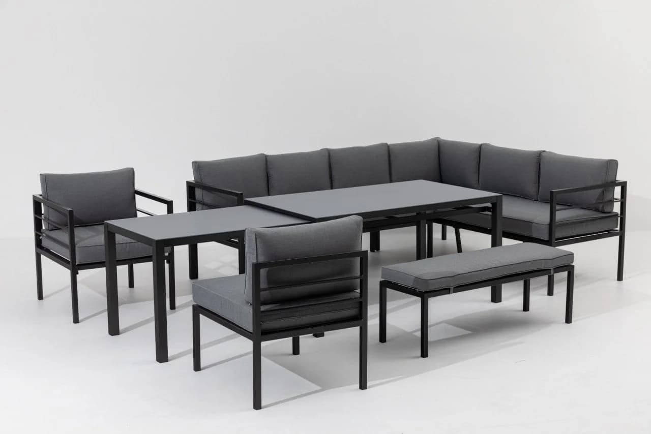 Primaster Gartenlounge-Set Levanto 10 Personen Grau Aluminium Ausziehbar - Bild 5