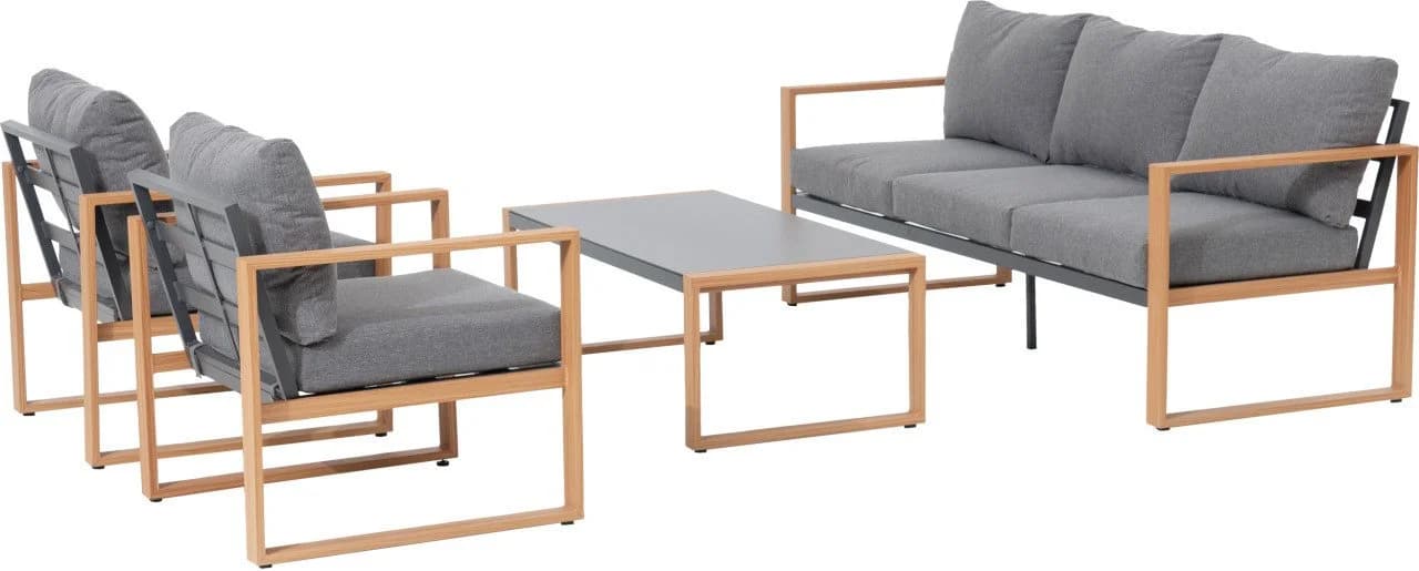 Primaster Loungeset Marbella Aluminium Holzoptik Grau - Bild 3