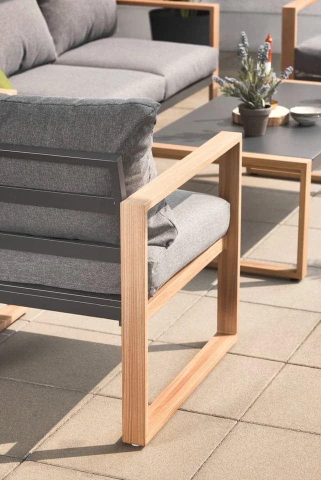 Primaster Loungeset Marbella Aluminium Holzoptik Grau - Bild 5