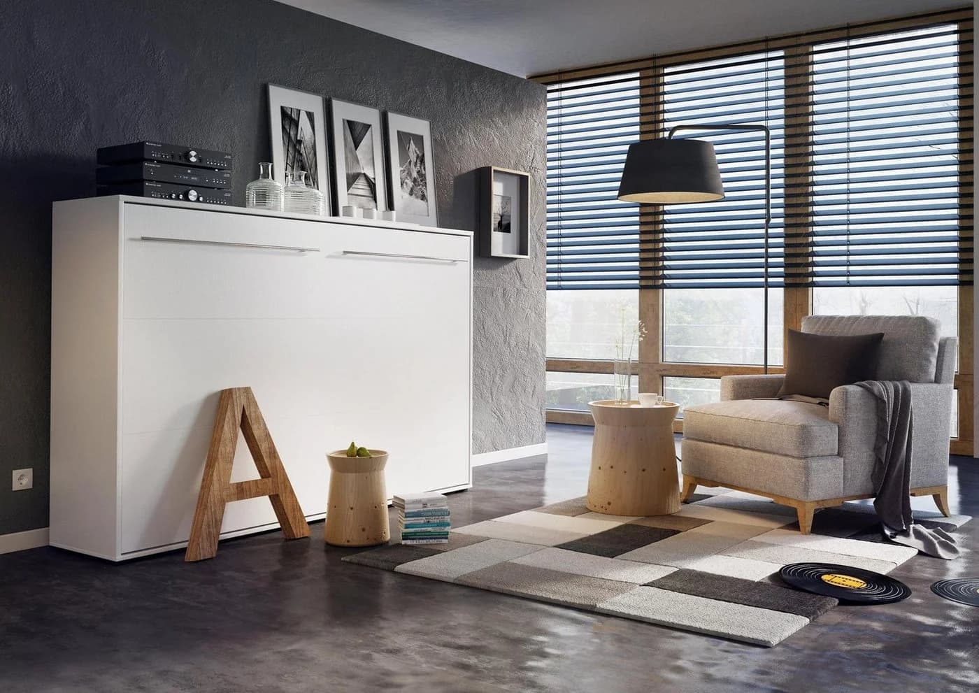 Compleo Schrankbett Horizontal Wandklappbett Lenart CONCEPT PRO Weiß Matt - Bild 3