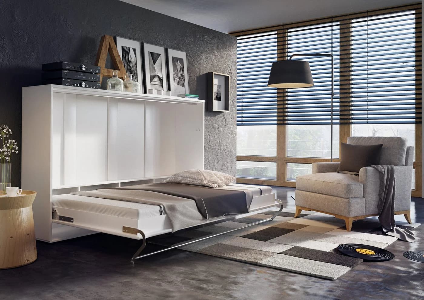 Compleo Schrankbett Horizontal Wandklappbett Lenart CONCEPT PRO Weiß Matt - Bild 4