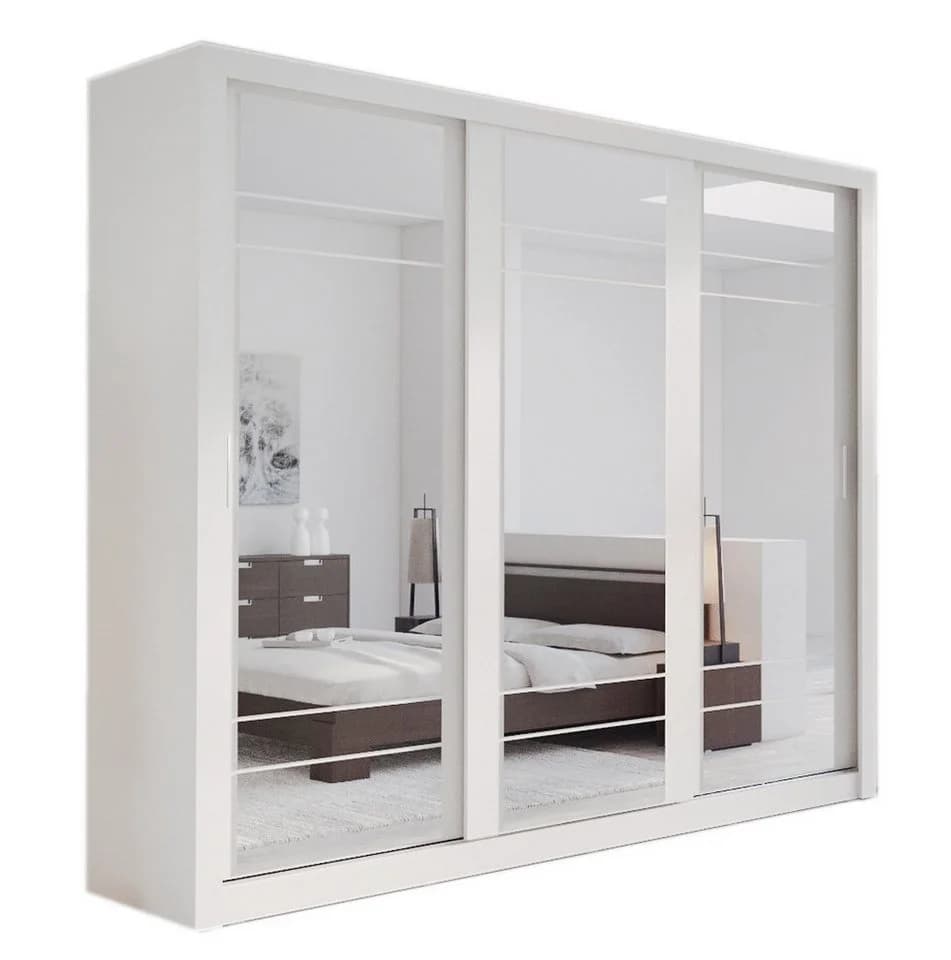 Compleo Kleiderschrank ARTI 02 3-türig Schwebetürenschrank mit Spiegel Weiß - Bild 2