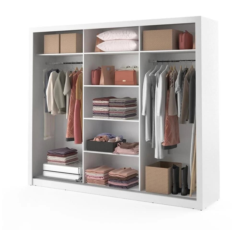 Compleo Kleiderschrank ARTI 02 3-türig Schwebetürenschrank mit Spiegel Weiß - Bild 4