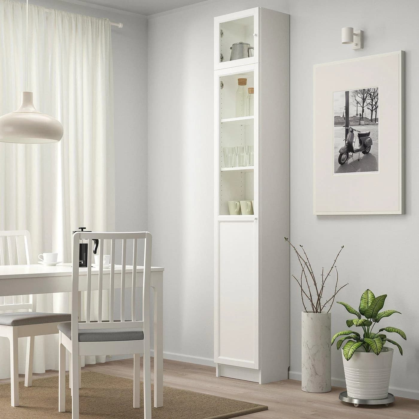 IKEA BILLY / OXBERG Bücherregal mit Aufsatz, Paneel und Glastüren Weiß