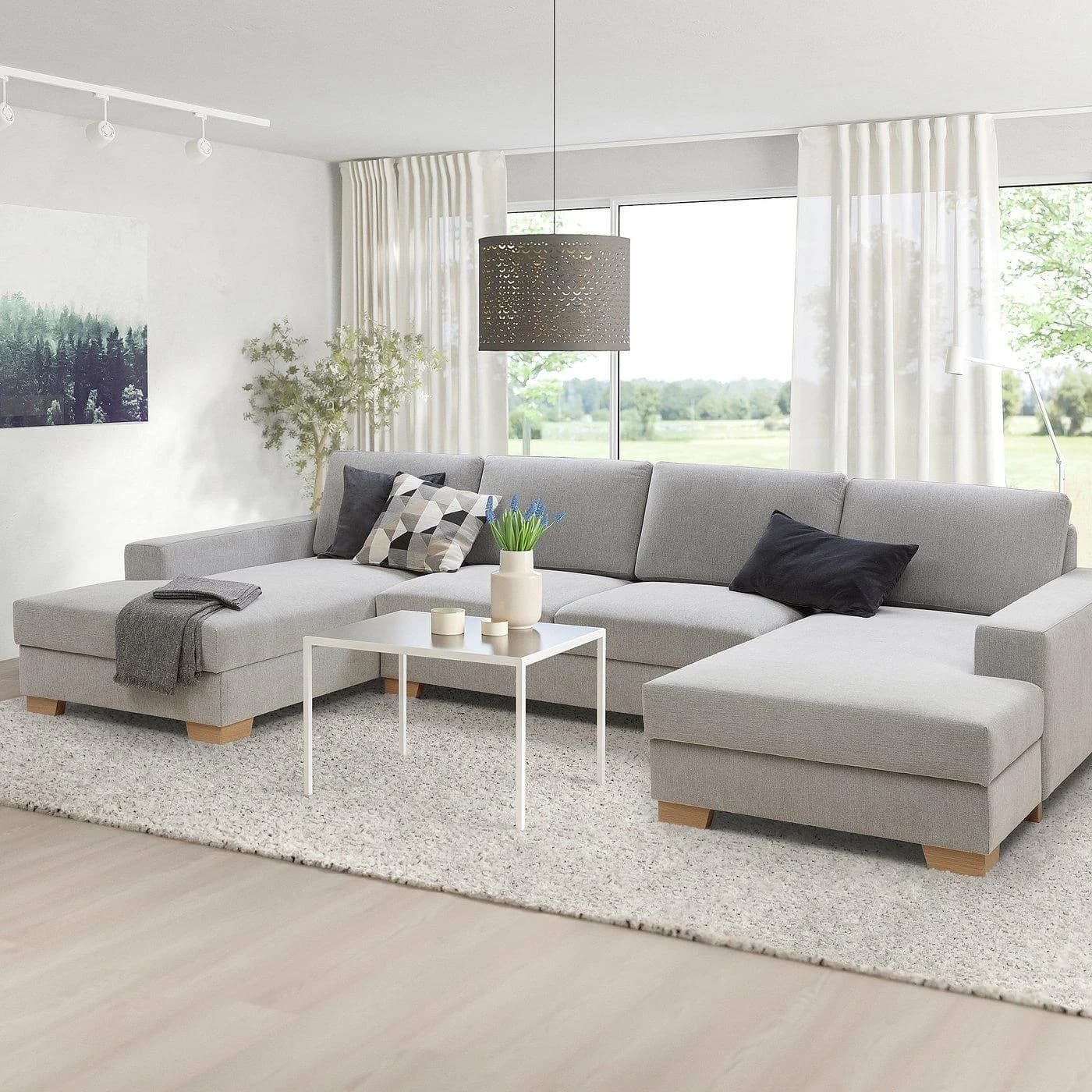 IKEA SÖRVALLEN 4er-Sofa mit Récamiere Schwarz-Weiß