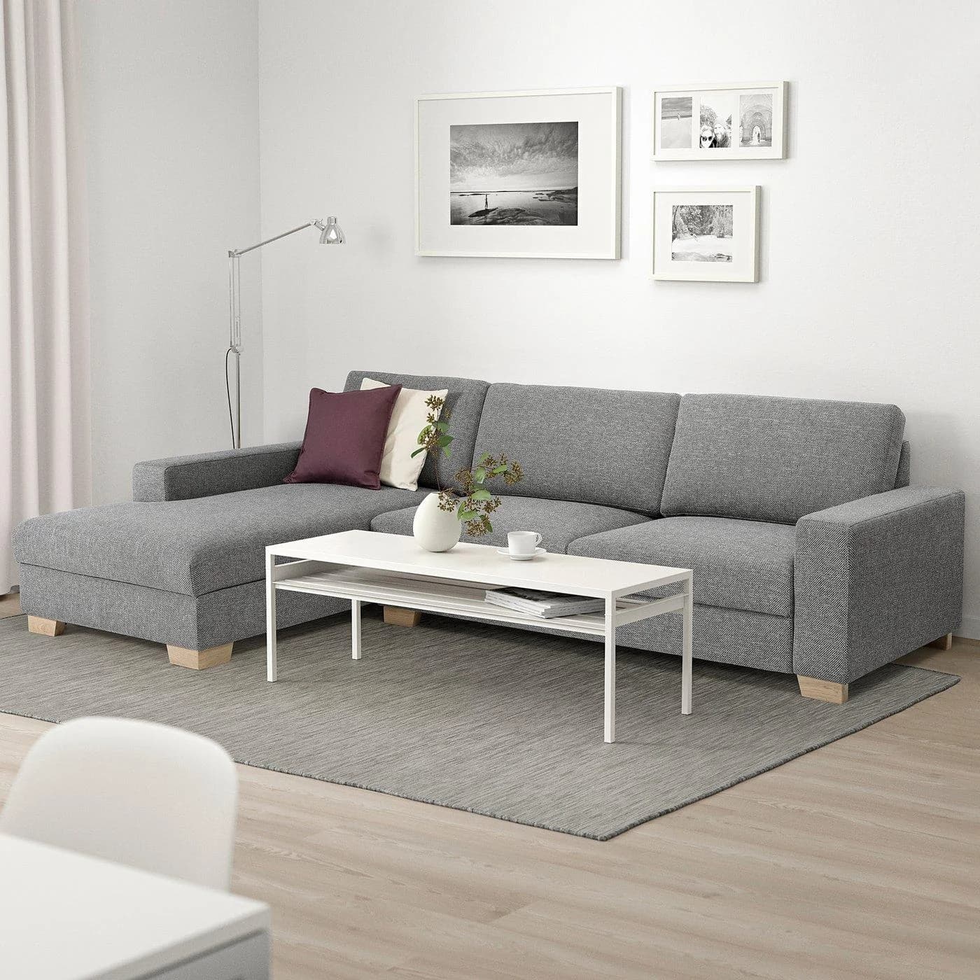 IKEA SÖRVALLEN 4er-Sofa mit Récamiere Grau/Schwarz