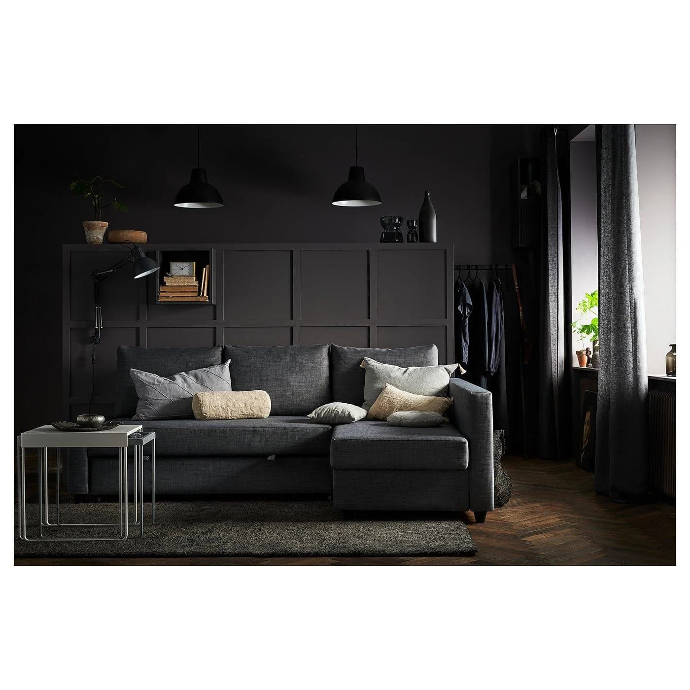 IKEA FRIHETEN Eckbettsofa mit Bettkasten Dunkelgrau