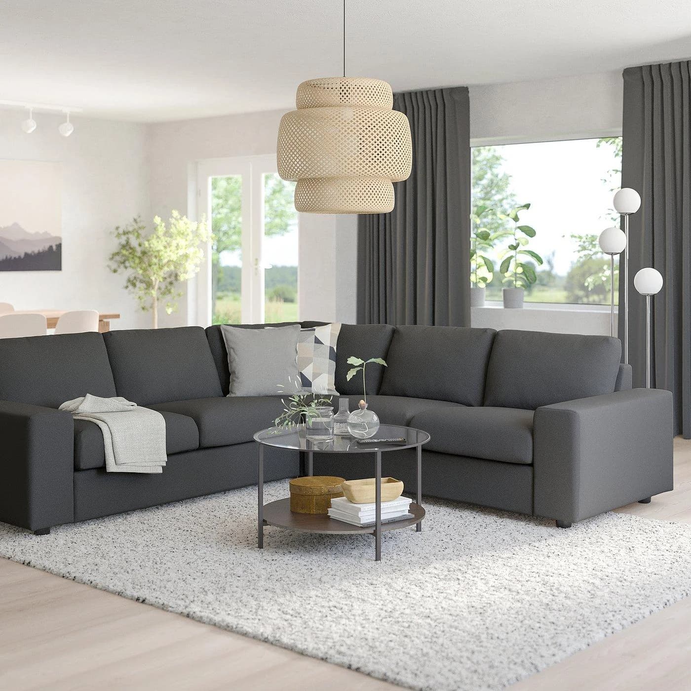 IKEA VIMLE Ecksofa 4-sitzig Grau mit breiten Armlehnen