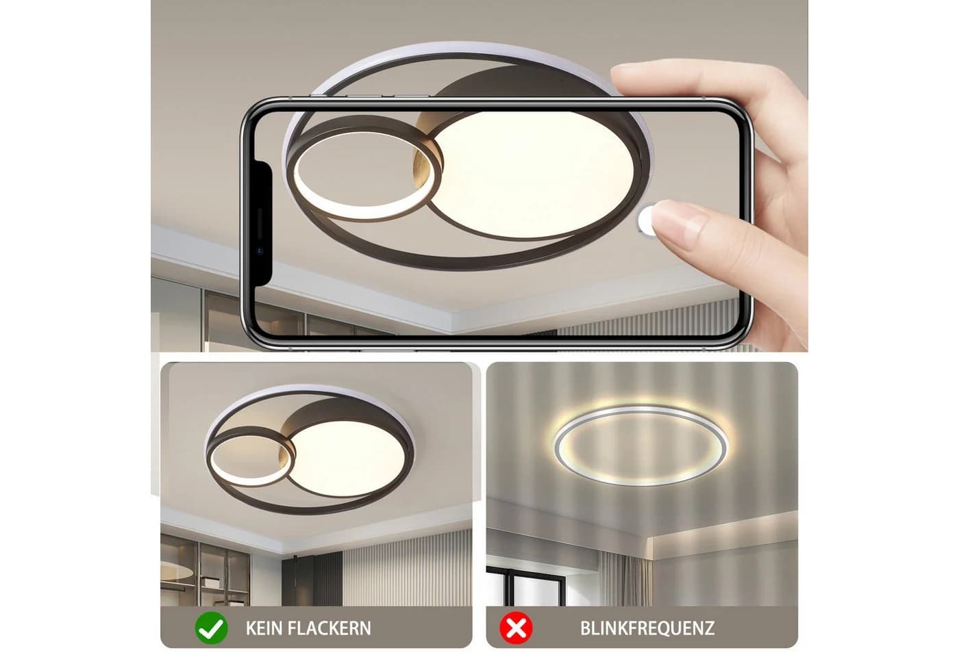 style home LED Deckenleuchte dimmbar mit Fernbedienung Schwarz