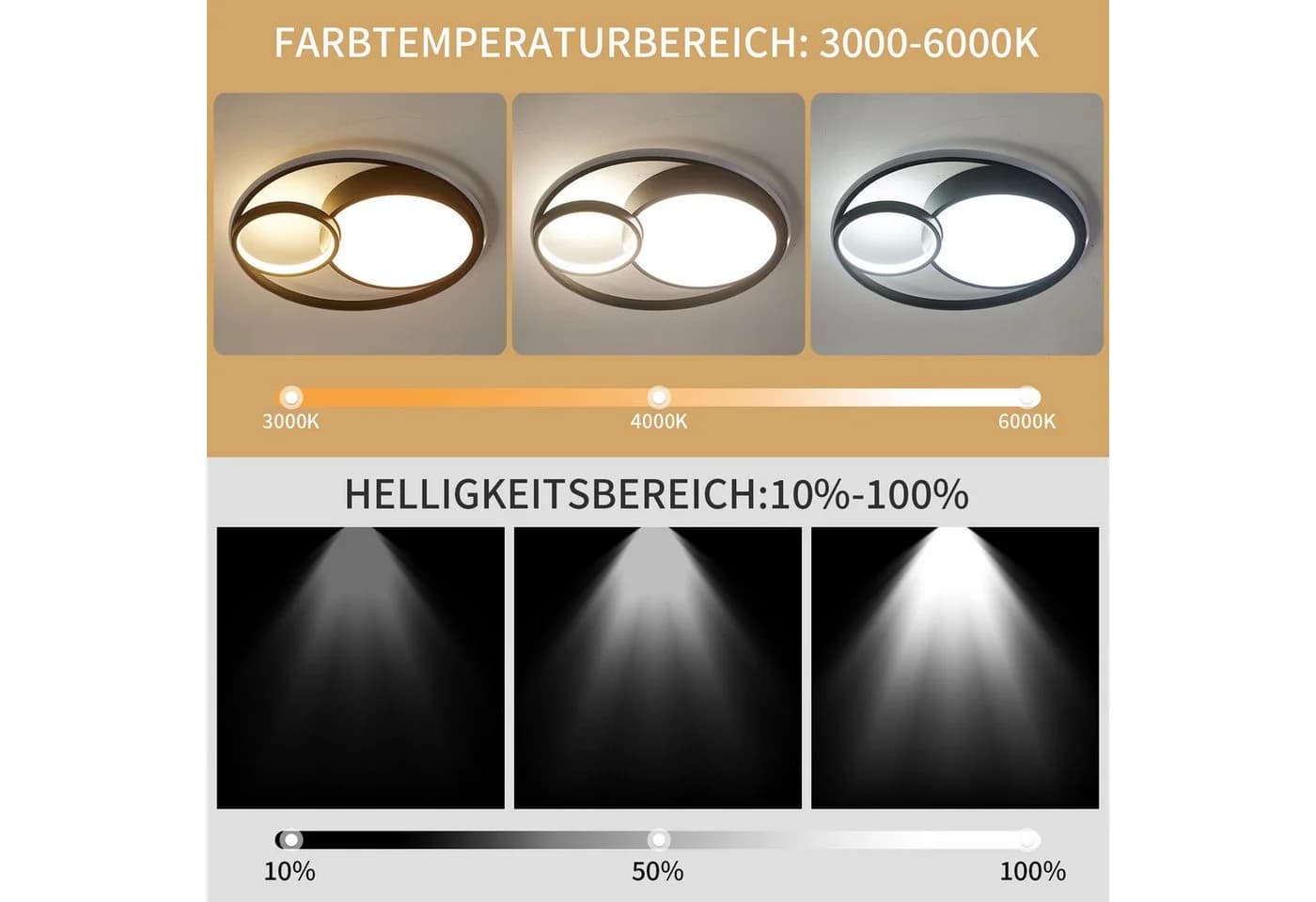 style home LED Deckenleuchte dimmbar mit Fernbedienung Schwarz - Bild 3
