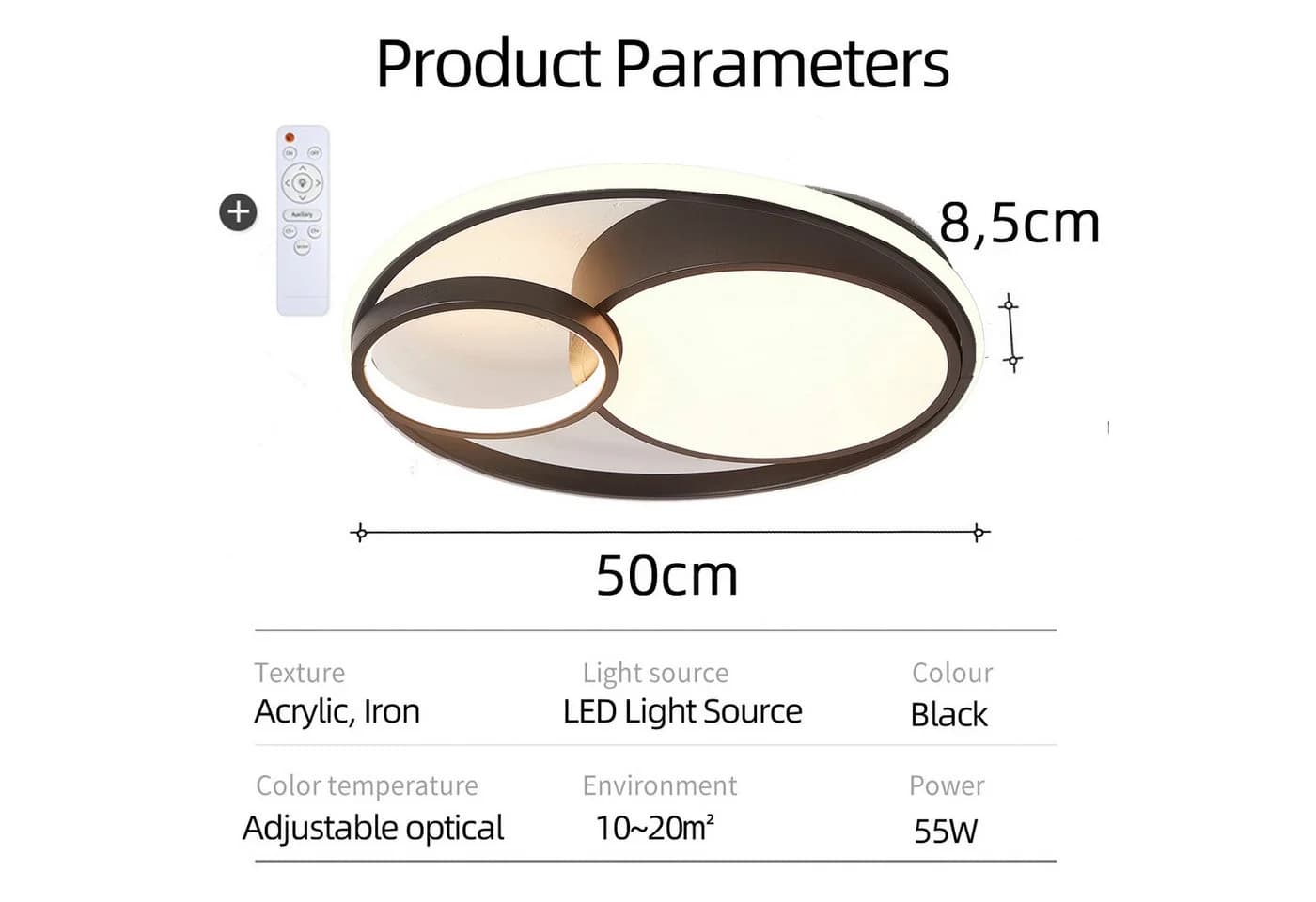 style home LED Deckenleuchte dimmbar mit Fernbedienung Schwarz - Bild 4