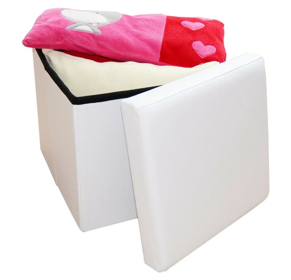 style home Sitzhocker mit Stauraum faltbar Weiß Kunstleder - Bild 3