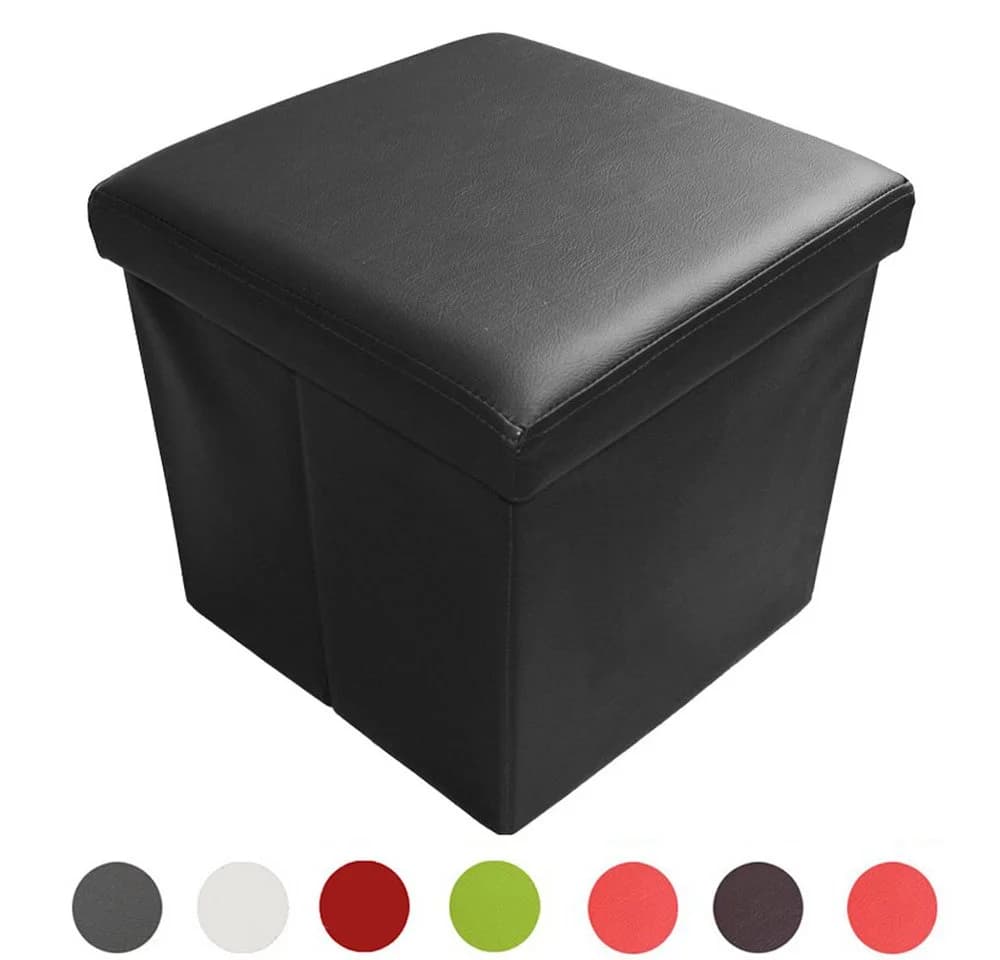 style home Sitzhocker mit Stauraum faltbar Schwarz Kunstleder - Bild 2