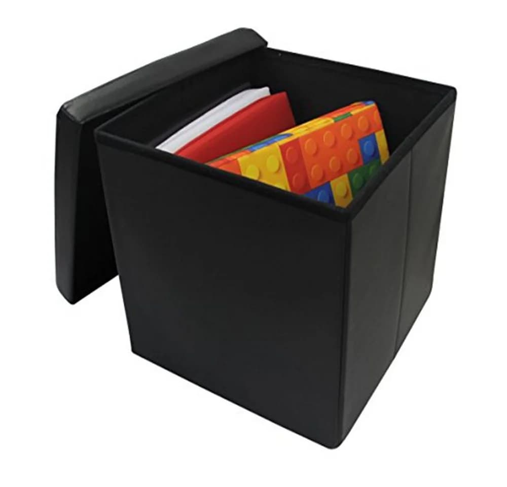 style home Sitzhocker mit Stauraum faltbar Schwarz Kunstleder - Bild 3