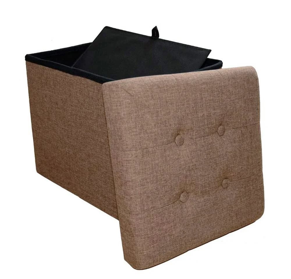 style home Sitzhocker mit Stauraum Braun Leinen faltbar