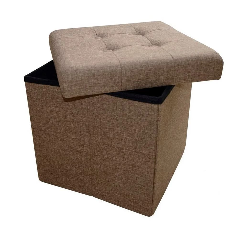 style home Sitzhocker mit Stauraum Braun Leinen faltbar - Bild 3