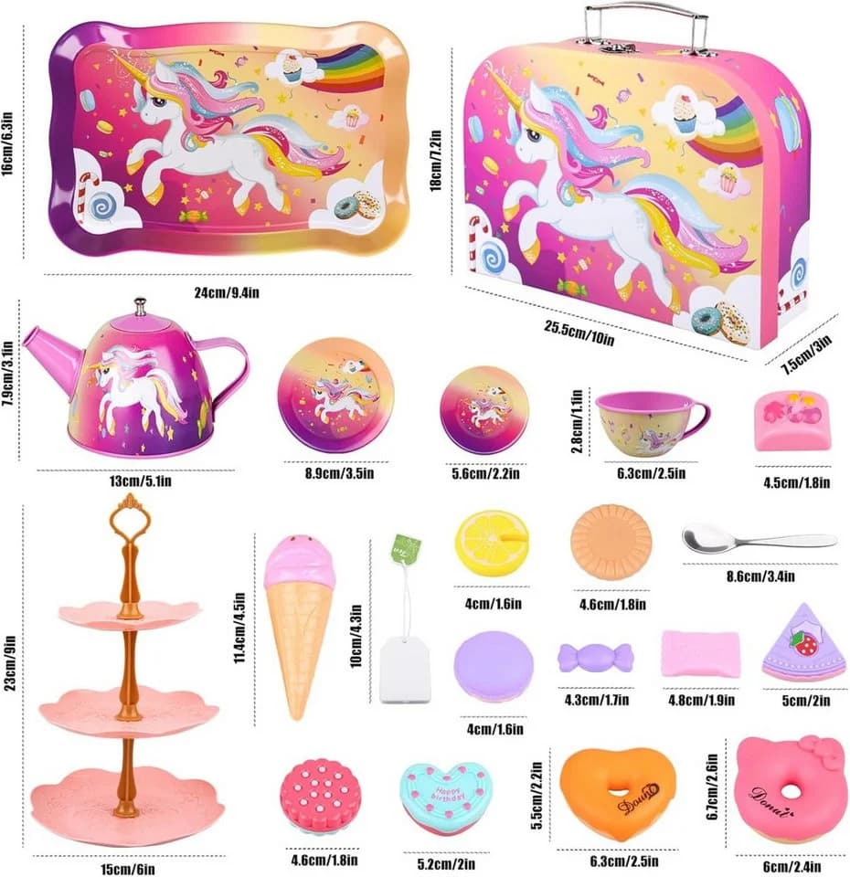 LA CUTE Spielküche Einhorn Teeservice Kinder 41-teilig inkl. Koffer - Bild 3