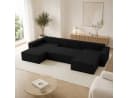 Goldstoff Amalia U-Ecksofa Cord Beige mit Schlaffunktion & Bettkasten Bild 1