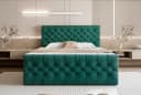 Goldstoff Boxspringbett TAURIEL mit Stauraum und Matratze in Grün Velvet Bild 1