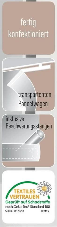 Gardinenbox Schiebegardine 2er-Set Klettband Creme-Grau Lasercut - Bild 4