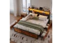 ADWOLT Polsterbett Braun mit LED Beleuchtung und 4 Schubladen Bild 2