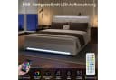 ADWOLT Polsterbett 160x200 mit LED, Ladefunktion & Bettkasten Beige Bild 1