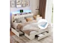 ADWOLT Polsterbett Beige mit LED, Stauraum & USB Bild 2