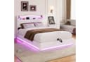 ADWOLT Polsterbett Beige Samt mit LED Licht und Ladefunktion Bild 2